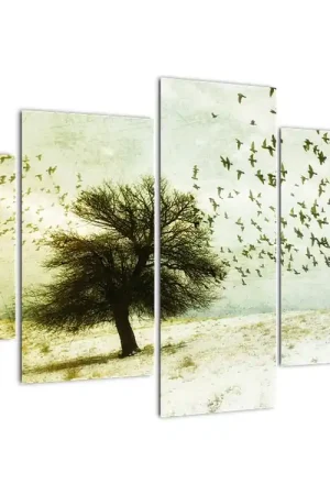 Schilderij - Geschilderde zwerd vogels Tani