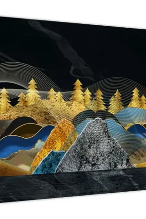 Schilderij - Gouden bergen Bezpieczna płatność