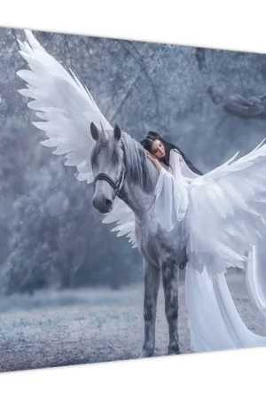 Nowość Schilderij - Meisje op eenhoorn