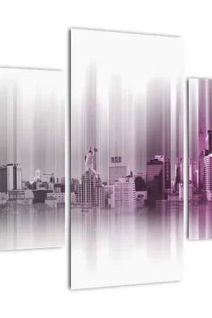 Schilderij - Stadspanorama, roze en grijs Darmowa dostawa