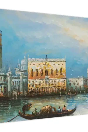Schilderij - Gondel vaart door Venetië, olieverfschilderij Popularny