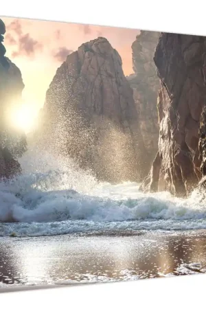 Schilderij - Rotsen en golven van de oceaan Ostatnia szansa