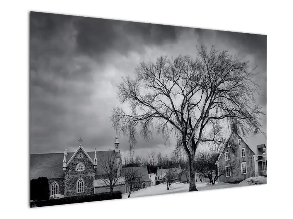 Schilderij - Zwart-wit dorp Promocja