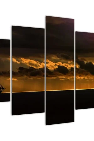 Schilderij - Zeilboot bij zonsondergang Oferta limitowana