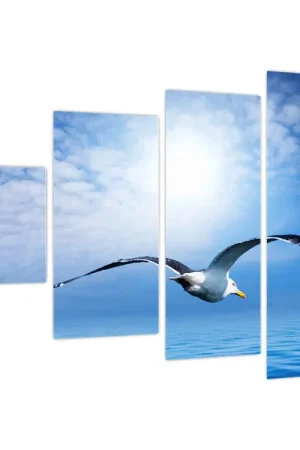 Schilderij - Beeld- Zeemeeuw boven de zee Bezpieczna płatność