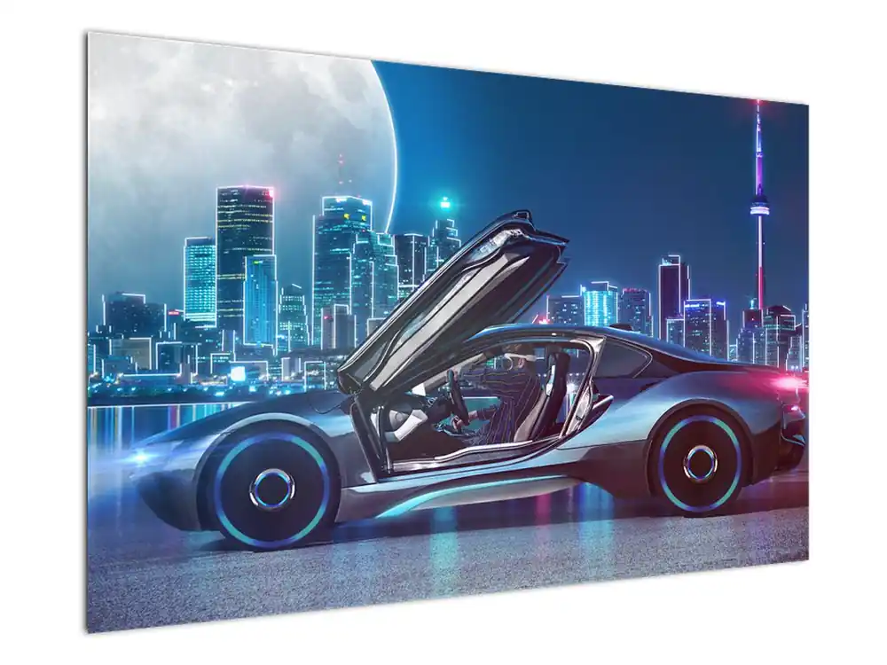 Kup teraz Schilderij - Raceauto in de nacht