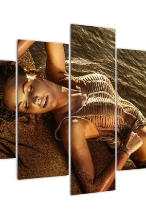 Schilderij - Liggende vrouw op het strand Bezpieczna płatność