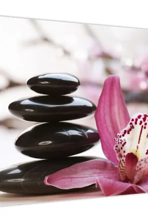 Kup teraz Schilderij - Massagestenen met orchidee