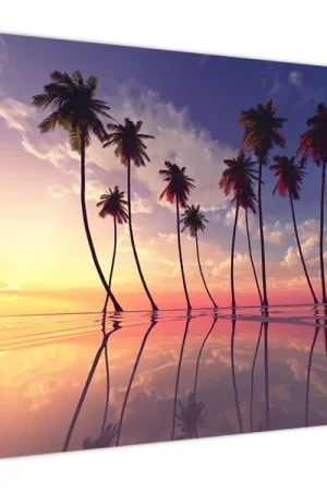 Premium Schilderij - Palmbomen boven het water