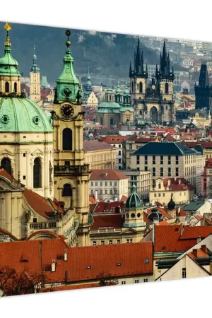 Schilderij - Panorama van Praag Tylko dziś