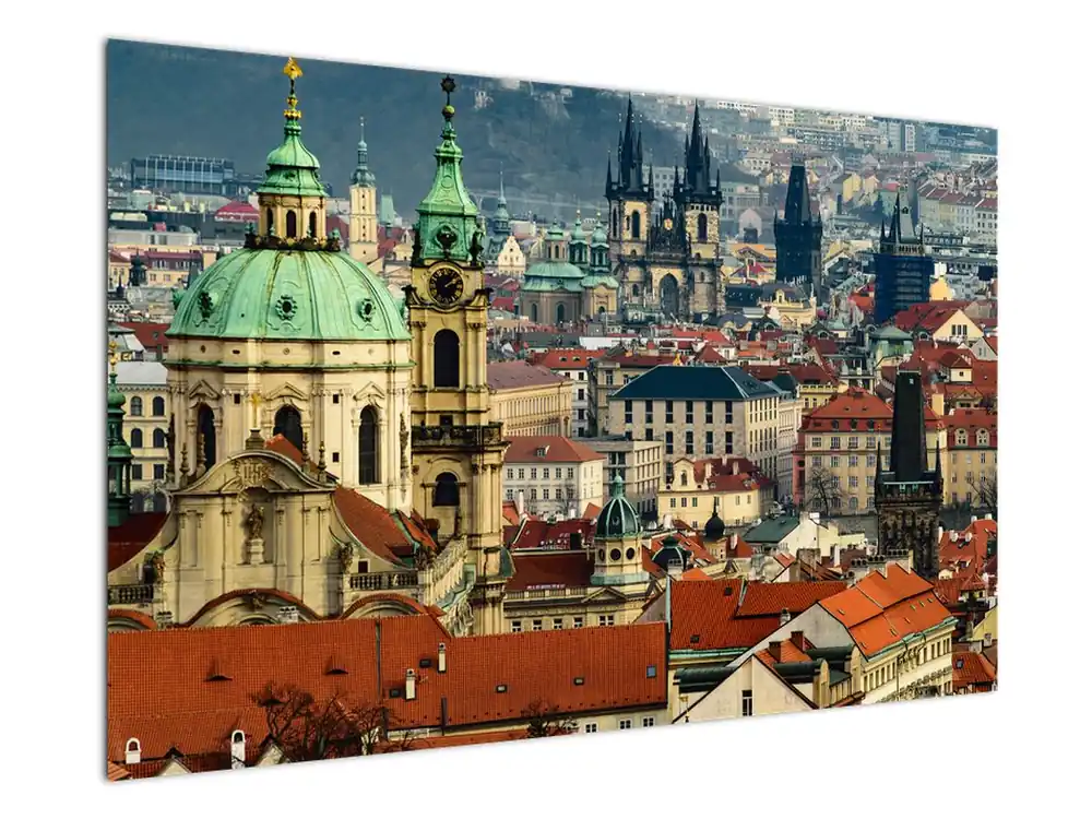 Schilderij - Panorama van Praag Tylko dziś