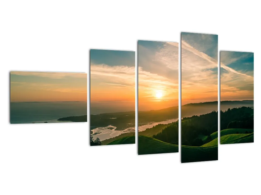 Nowość Schilderij - Zonsopgang boven de zee