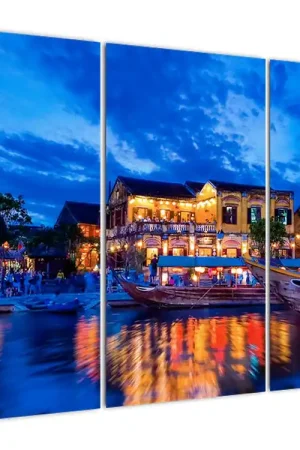 Autentyczny Schilderij - Stad bij nacht, Hoi An, Vietnam