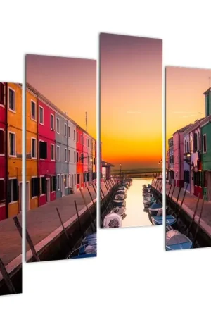 Autentyczny Schilderij - Zonsondergang, Burano eiland,Venetië, Italië