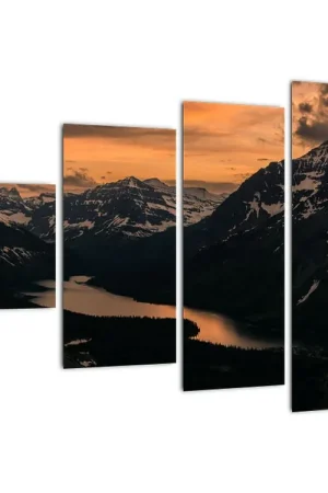 Schilderij - Meer en bergen Premium