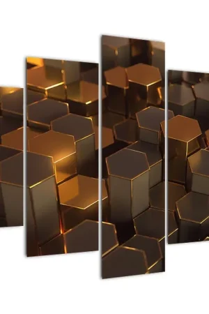 Schilderij - Bronzen hexagonnen Darmowa dostawa