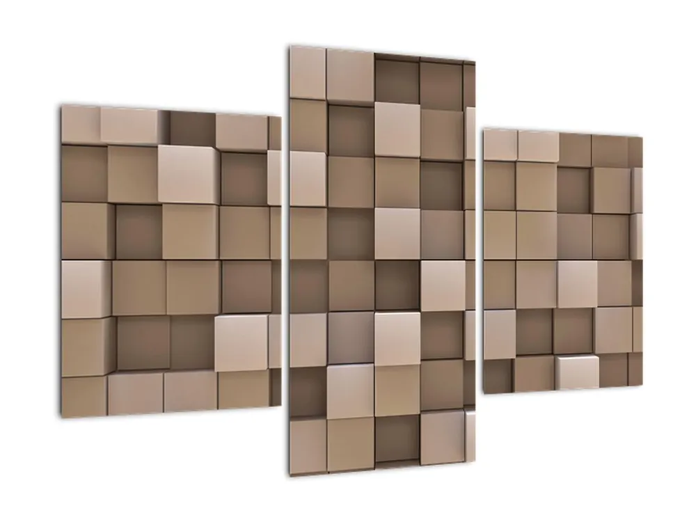 Schilderij - Beige kubussen Nowość