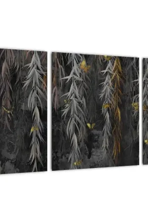 Schilderij - Wilgentakken met een zwarte achtergrond Zamów teraz