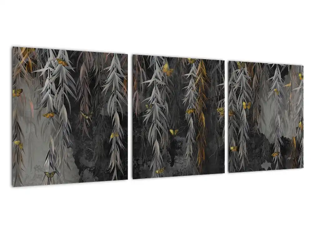 Schilderij - Wilgentakken met een zwarte achtergrond Zamów teraz