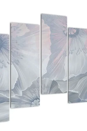 Rabat Schilderij - Blauwe bloemen op een muur