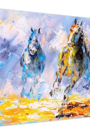 Tani Schilderij - Rennende paarden, olieverfschilderij