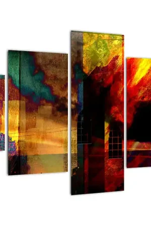 Wyprzedaż Schilderij - Kleurrijke abstractie van een stad