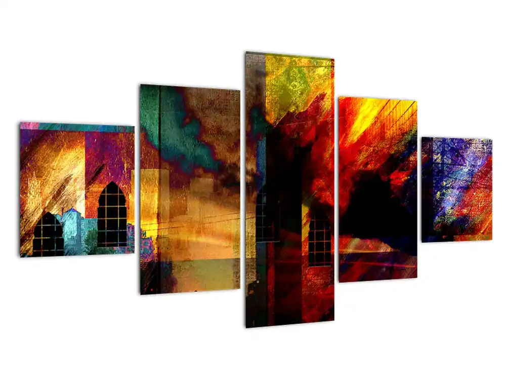 Wyprzedaż Schilderij - Kleurrijke abstractie van een stad