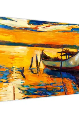 Popularny Schilderij - Boot bij zonsondergang