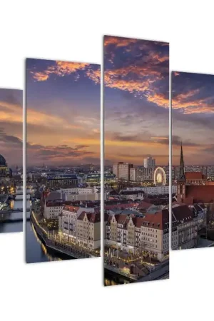 Premium Schilderij - Zonsondergang boven Berlijn