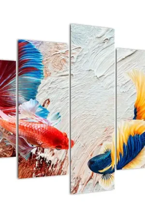 Schilderij - Vechtende vissen Autentyczny