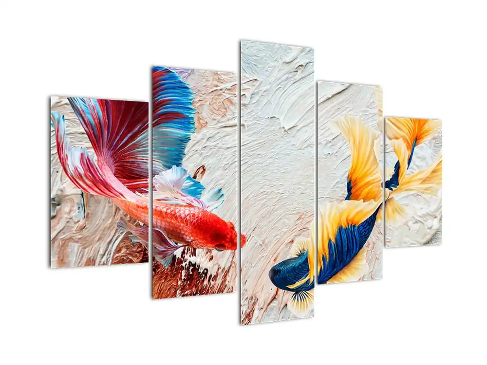 Schilderij - Vechtende vissen Autentyczny