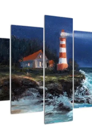 Schilderij - Vuurtoren aan de kust, aquarel Tylko dziś