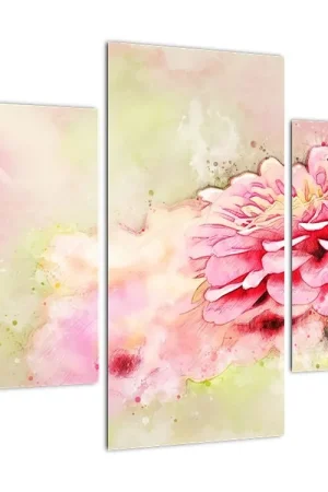 Oryginalny Schilderij - Roze bloem, aquarel