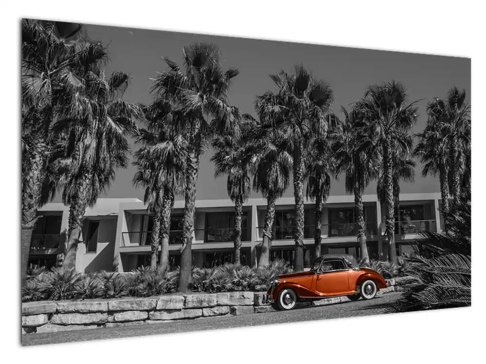 Schilderij - Rode retro auto Oryginalny