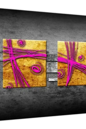 Premium Schilderij - Kleurrijke vierkanten met een zwarte achtergrond