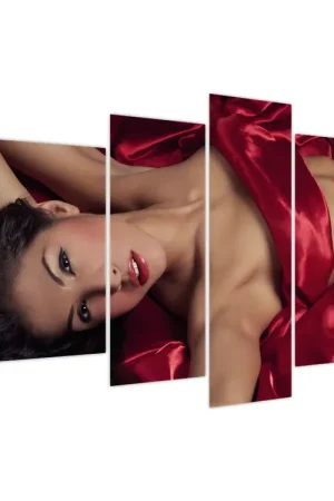 Bezpieczna płatność Schilderij - Vrouw in satijn