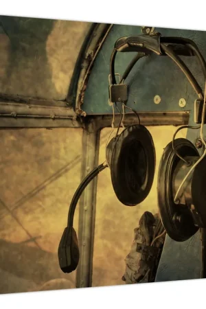 Schilderij - Vintage hoofdtelefoon voor vliegtuig Zamów teraz