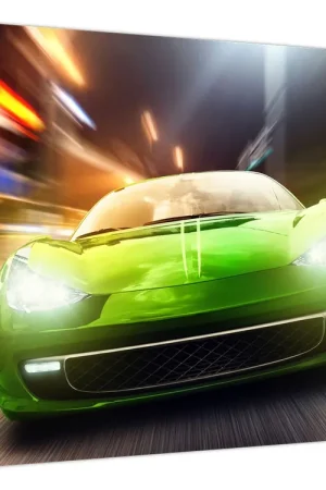 Schilderij - Groene raceauto Premium