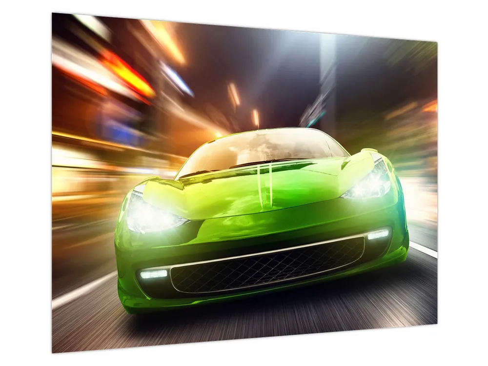 Schilderij - Groene raceauto Premium