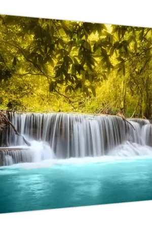 Schilderij - Waterval, met heldere kleuren Oryginalny