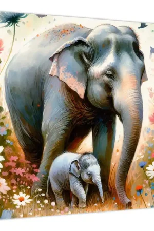 Szybka dostawa Schilderij - Olifantenmoeder, aquarel
