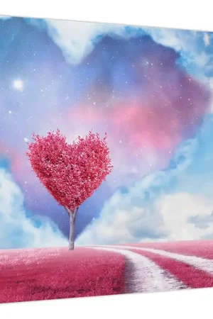 Schilderij - Roze hart boom Szybka dostawa