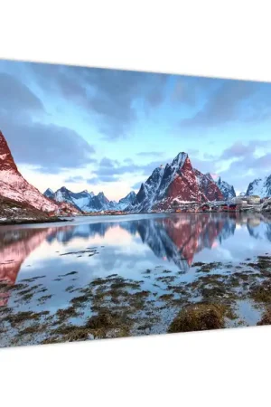 Schilderij - Zonsopgang boven Reine Wysoka jakość