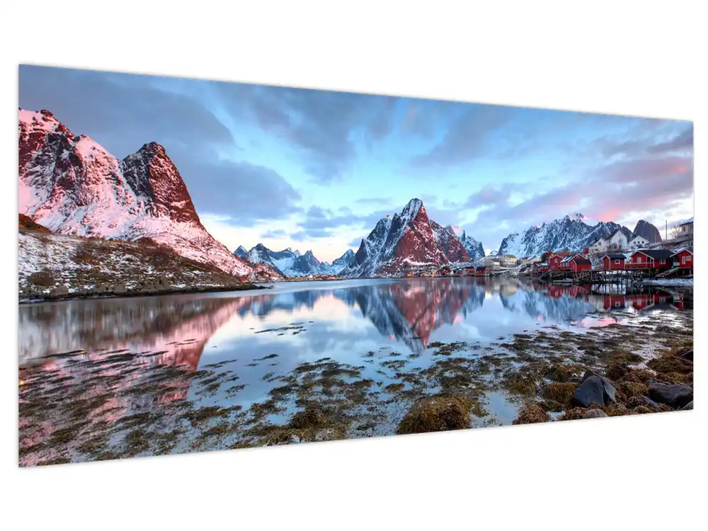 Schilderij - Zonsopgang boven Reine Wysoka jakość