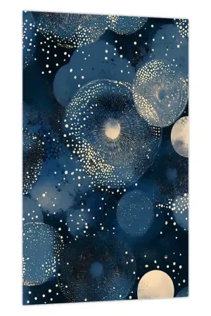 Schilderij - Blauw-gouden ringen Wyprzedaż