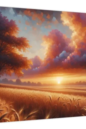Schilderij – Zonsondergang op het veld Wyprzedaż