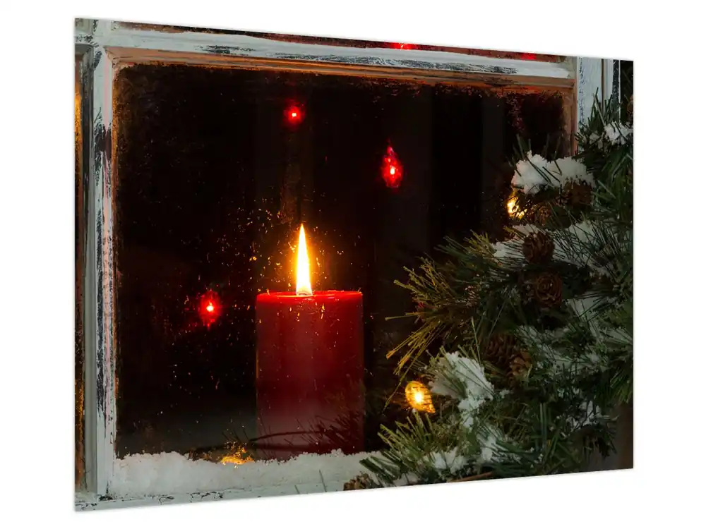 Szybka dostawa Schilderij - Gloeiende kerstkaars