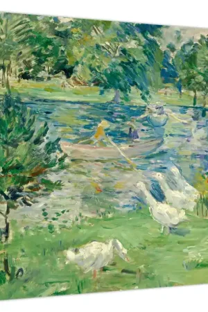 Oferta limitowana Schilderij - Berthe Morisot, Girl in a Boat with Geese, reproducties