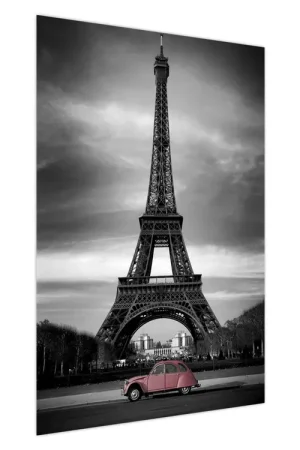 Schilderij - Roze auto in Parijs Zamów teraz