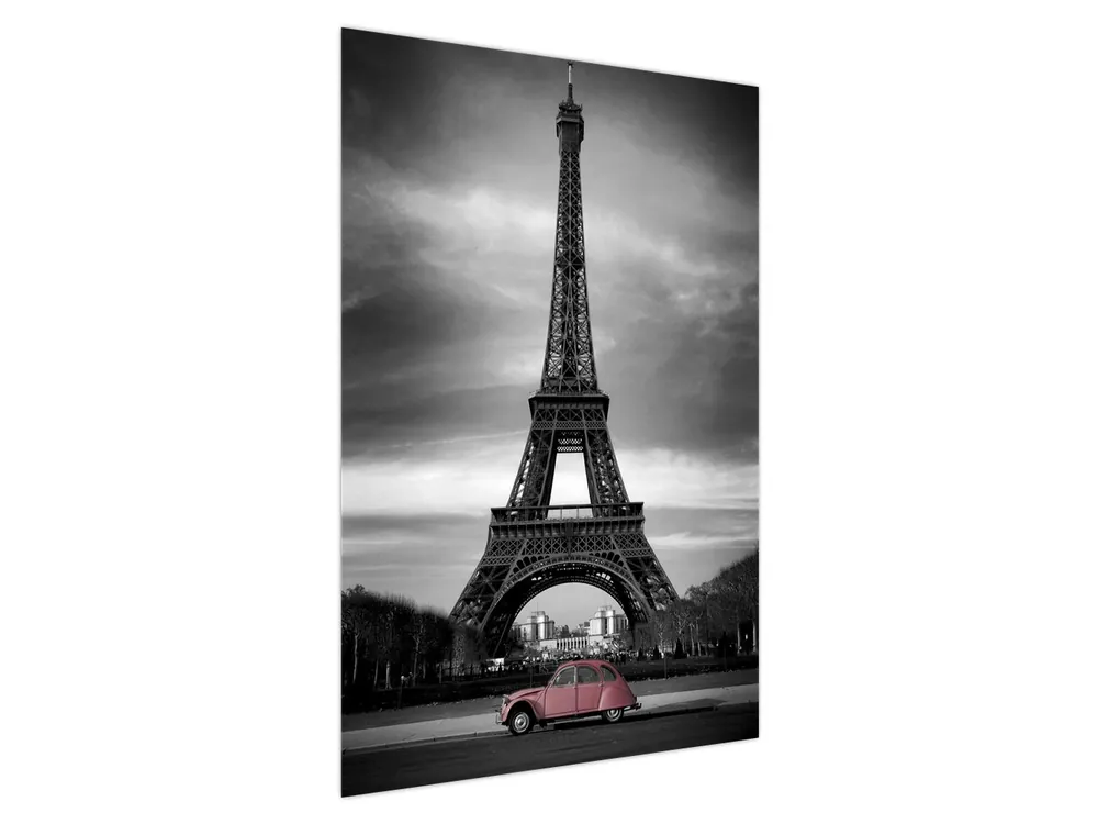 Schilderij - Roze auto in Parijs Zamów teraz